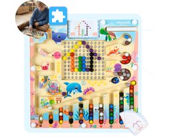 Mauzek® Magnetisch Doolhof Zee – Montessori speelgoed – Houten speelgoed – Magneetspel – Sensorisch – Reisspeelgoed – Magnetisch – Peuter speelgoed – Voor in de auto – Speelgoed voor onderweg – Jongens – Meisjes – 3 jaar – 4 jaar – 5 jaar – 6 jaar