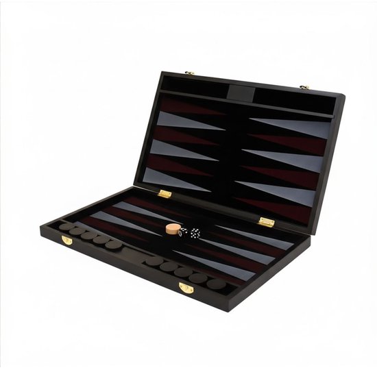 DnA® Backgammon - Backgammon Koffer - Backgammon Reiseditie - Backgammon Hout - Zwart - 42cm x 26cm x 4cm