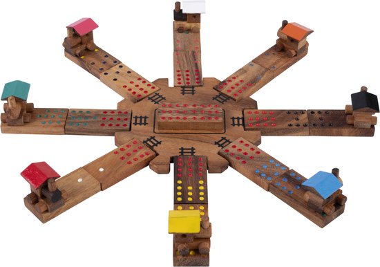 Mexican Domino – Houten Strategiespel – Mexican Train Dominospel – Gezelschapsspel – Logisch Denkspel – Acaciahout – Engelhart