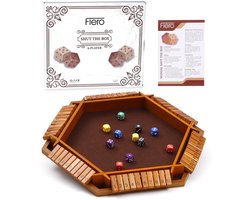 Flero Shut The Box - 6 Spelers - Dobbelspel - Tactiek- en Rekenspel - Bordspel, Educatief Speelgoed, Leerspel voor Kinderen en Volwassenen (Bruin) - 12 Dobbelstenen