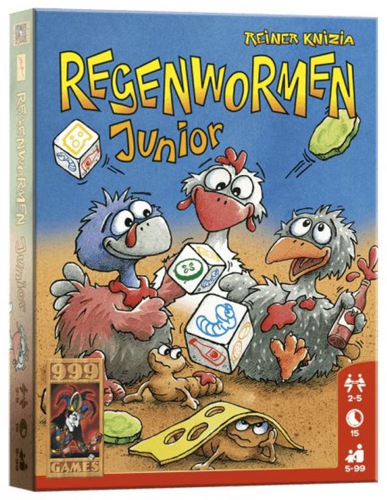 999 Games - Regenwormen Junior - Dobbelspel - De Regenwormen voor de kleintjes - Reisspel - Familiespel - Klein cadeautje
