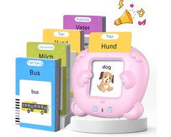Leerzaam speelgoed-Educatieve spellen-Montessori speelgoed-Woordjes Leren-Duits & Engels Gesproken-Praten Flashkaarten-voor Autisme Peuters Meisjes Jongens 2 3 4 5 6 Jaar-kindercadeaus-Kinderspeelgoed-roze-112 vellen 224 woorden