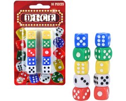 Henbrandt - 10-Delige Gekleurde Dobbelstenen Set - Mix van verschillende Kleuren dobbelstenen - Afm 1.4x1.4x1.4 Cm - Perfect voor Bordspelen - Dobbelen - Yahtzee - Gezelschapsspel Spelletjes