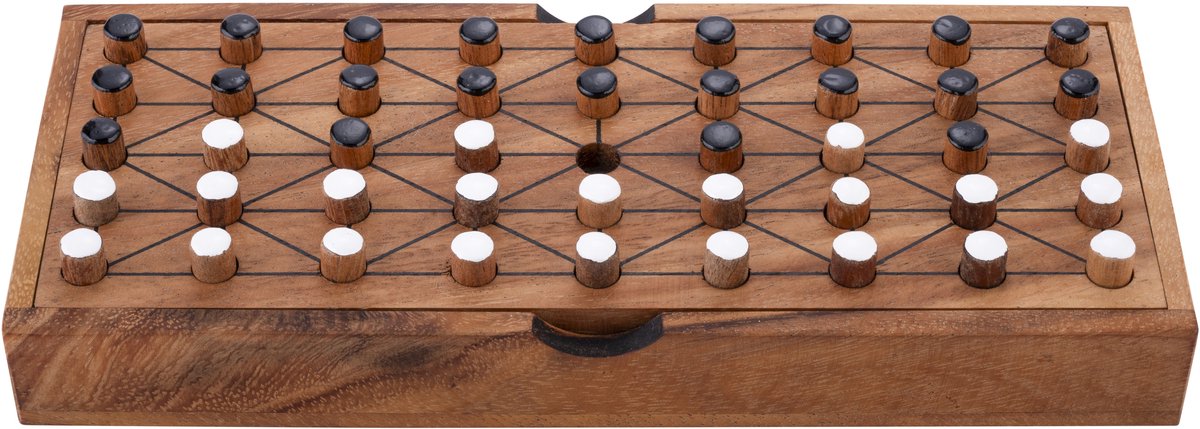 Fanorona – Houten Strategiespel – Klassiek 2-Spelers Bordspel – Tactisch Denkspel – Traditieel Afrikaanse Spel – Engelhart