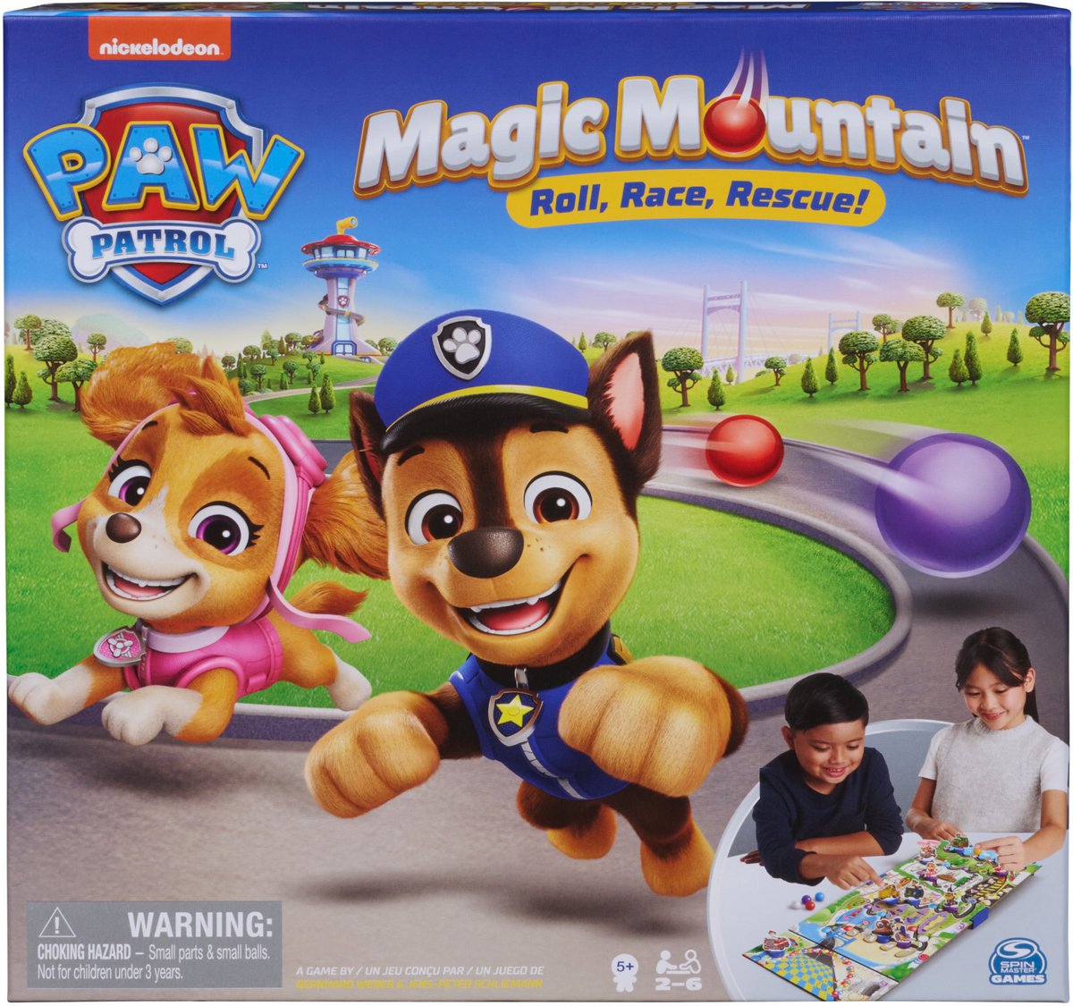 PAW Patrol Magic Mountain spel - PAW Patrol-spel met Chase, Marshall, Skye, Rubble en meer, makkelijk activiteitenspeelgoed voor kinderen, plezier voor kinderen en gezin, 2-6 spelers