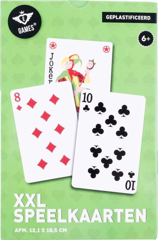 XXL Speelkaarten 12,1 x 18,5 cm – Geplastificeerd Papieren Kaartspel (54 Kaarten) – Extra Groot Kaartspel voor Gezelschapsspellen & Familiespel – Engelhart