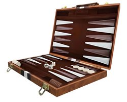 DnA® Backgammon - Backgammon Koffer - Backgammon Reiseditie - Backgammon Hout - Bruin - 29cm x 19cm x 1cm
