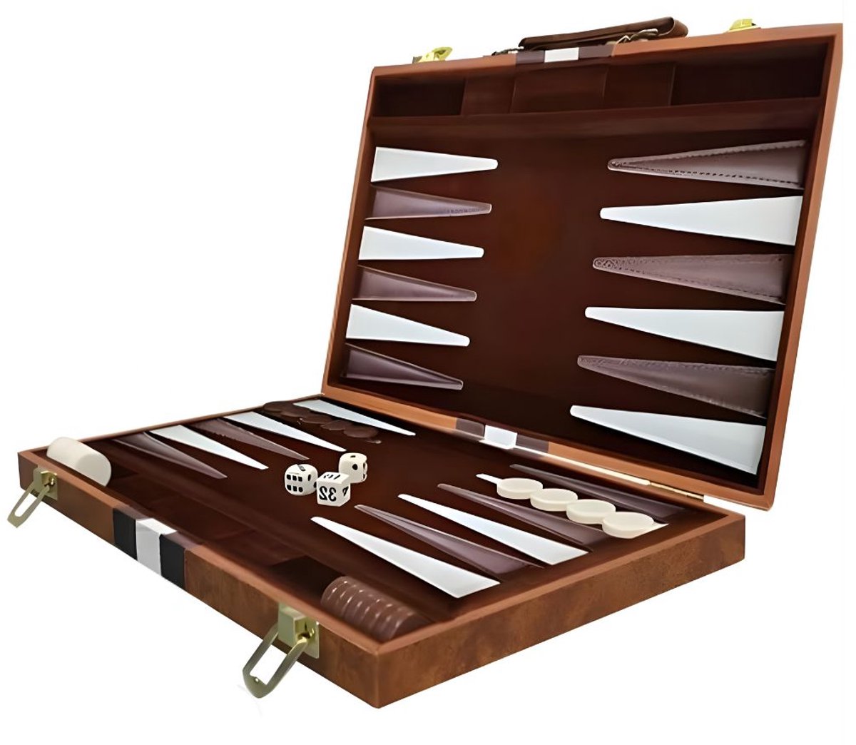 Backgammon Hout — DnA® Backgammon - Bruin - 29cm x 19cm x 1cm - Backgammon Koffer - Backgammon Reiseditie