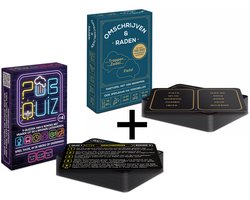 COMBI-DEAL: Pubquiz over 2025! (#4); 9 pubquizzen van 6 rondes - quizpuzzels - Kaartspel - Pocketformaat vragenspel - 198 vragen over Nederland + Omschrijven & Raden #1 - 30 seconden tijdlimiet per 5 begrippen - totaal 1080 begrippen - grote groepen