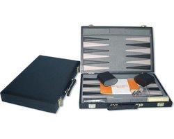 Backgammon Koffer 46 cm. Zwart Effen HOT Games
