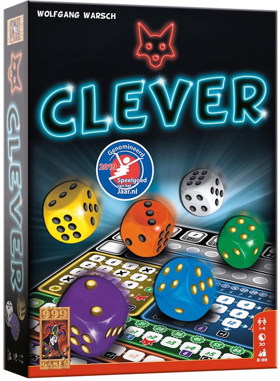 999 Games - Clever - Dobbelspel - Creëer kettingreacties door de juiste keuzes te maken - Gezelschapsspel - Familiespel - Strategiespel - Klein cadeautje