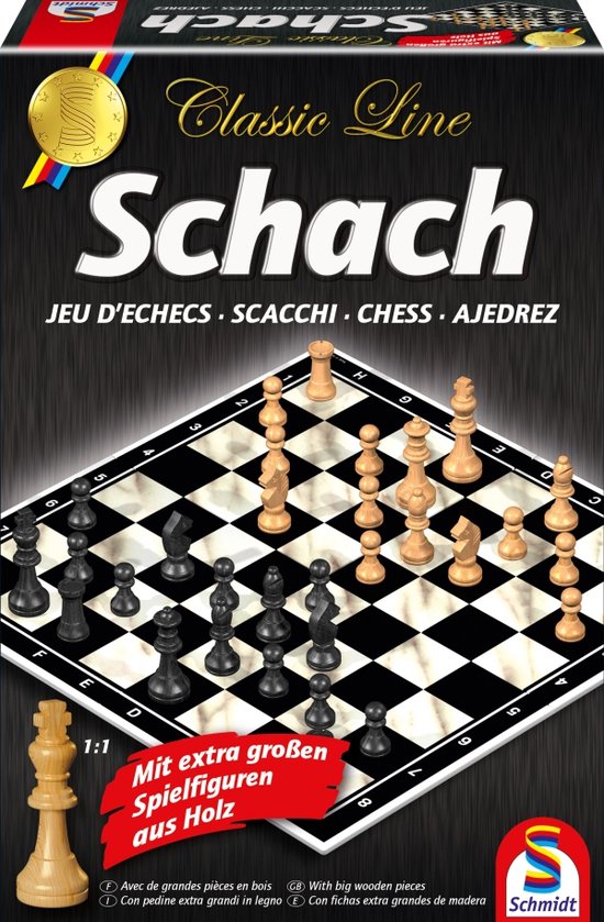 Schmidt® - Schach / Schaken met extra grote speelstukken - Classic line - Bordspel - Strategieklassieker - 2 spelers - vanaf 6 jaar