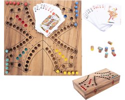 - 350261 - tockspel van hout - 4 spelers - ecologische houten box - traditioneel Canadees gezelschapsspel - bordspel met kaarten - 2 tot 4 spelers