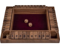 Shut The Box 4 Spelers – Walnoot Houten Dobbelspel – 29 x 29 cm – Met Ingelegd Vilt & 8 Houten Dobbelstenen – Gezelschapsspel – Engelhart